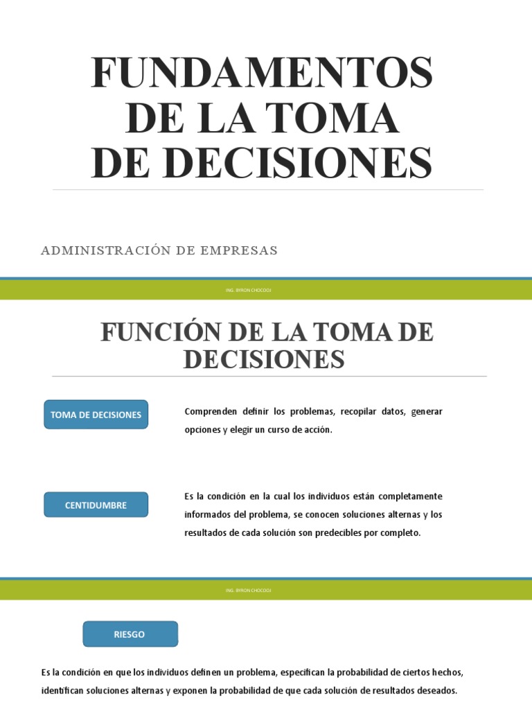 Fundamentos de La Toma de Decisiones | PDF | Toma de decisiones ...