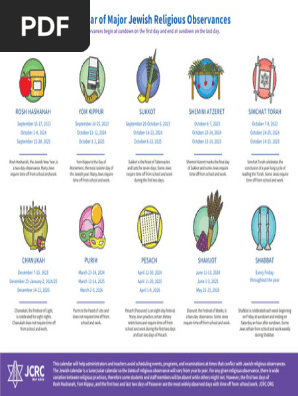 JCRC Calendar of Jewish Observances