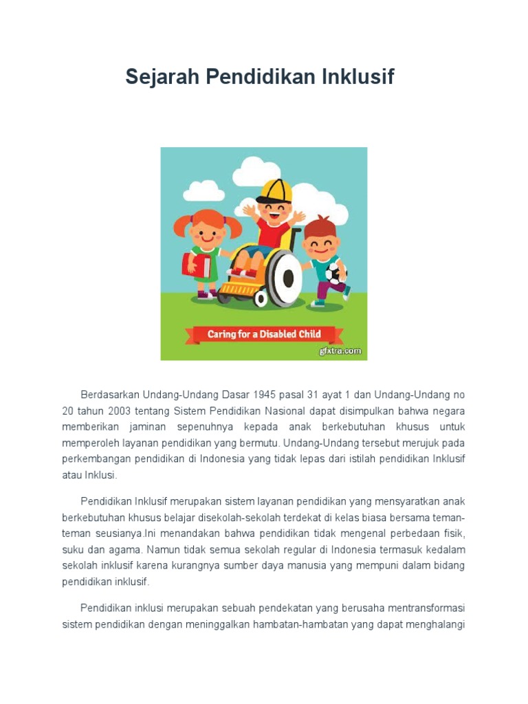 Sejarah dan Konsep Pendidikan Inklusif | PDF