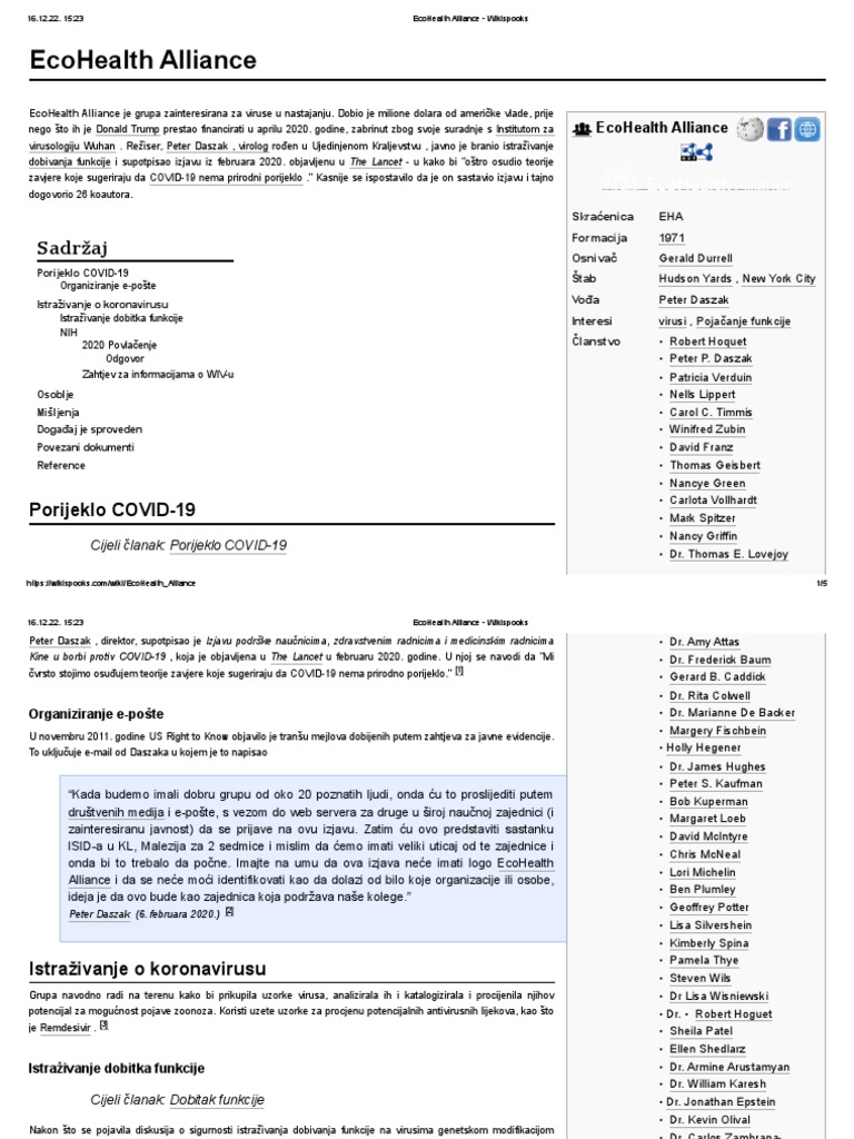 EcoHealth Alliance Wikispooks PDF