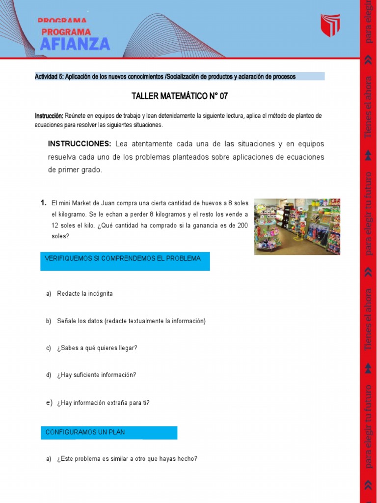 Taller Matemático Grado 7 Resuelto | PDF | Ecuaciones | Perú