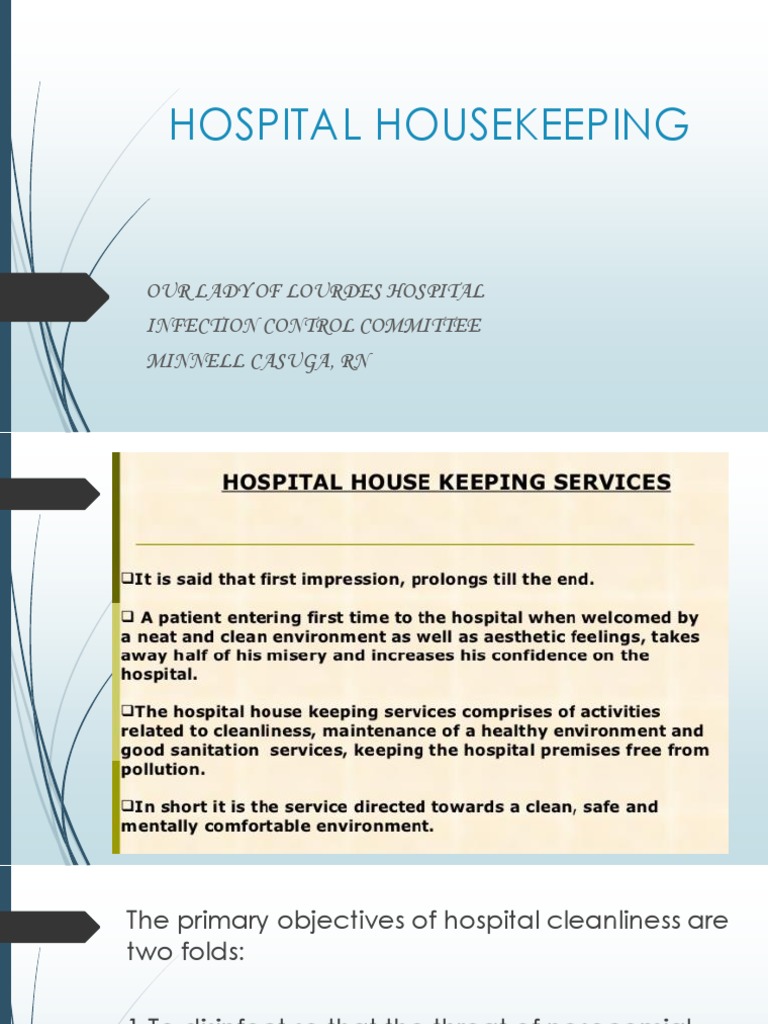 Hospital Housekeeping Ipc PDF Housekeeping Public Health