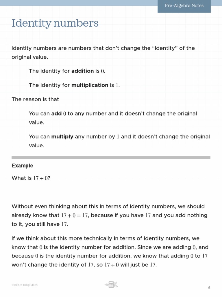 Identity Numbers PDF