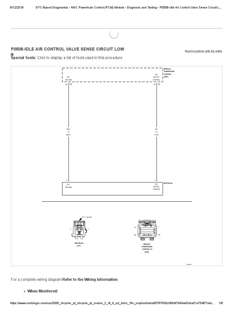 P0508-Idle Air Control Valve Sense Circuit Low: Special Tools: Click To ...