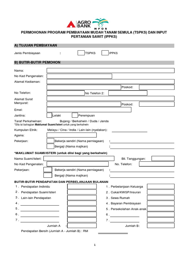 Borang Permohonan TSPKS dan IPPKS | PDF