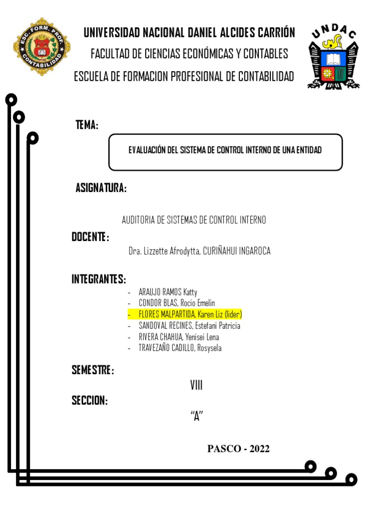 Evaluación Del Sistema de Control Interno de Una Entidad | PDF ...
