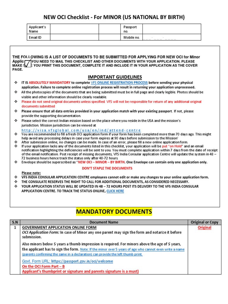 New Oci Us National by Birth Minor Oct 2021 | PDF | Government And ...