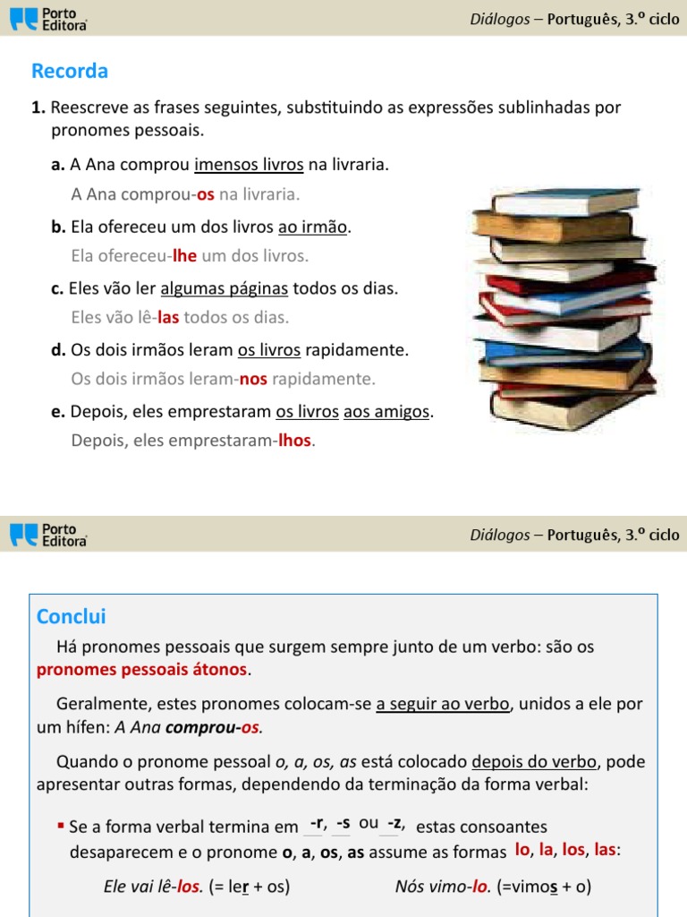 Formação e uso dos pronomes pessoais átonos em contextos verbais no ...