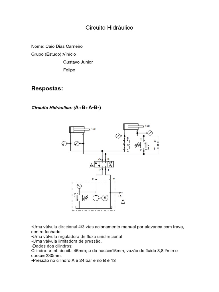 Circuito Hidráulico Básico e Cálculos | PDF