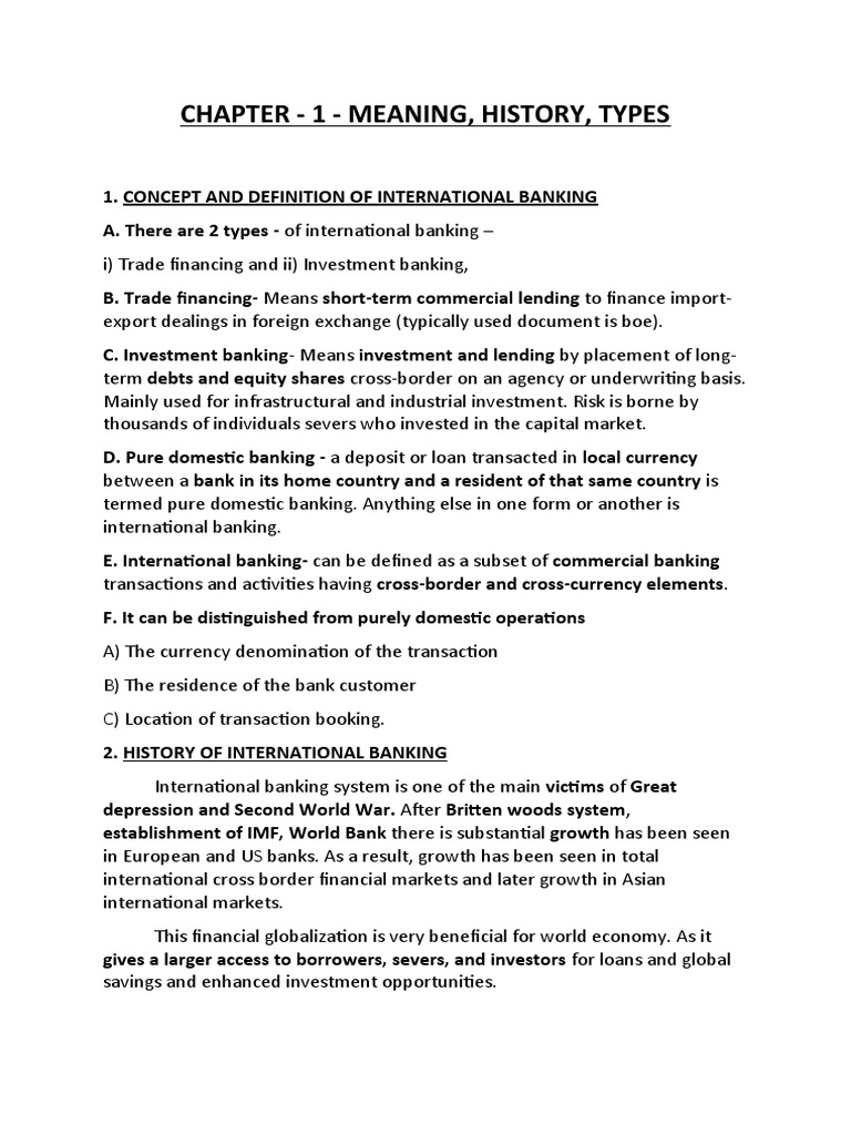 Types of International Banking Explained | PDF | Banks | Securitization