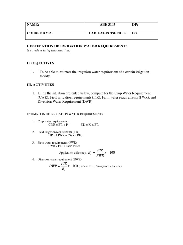 8 Irrigation Water Requirement PDF