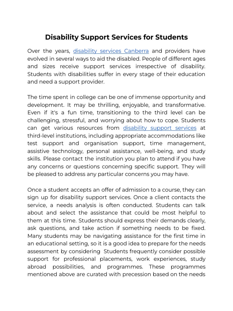 Disability Support Services For Students | PDF | Disability | Learning ...