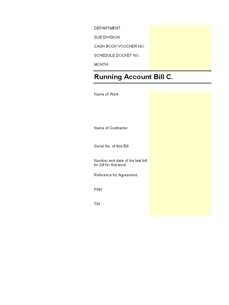 Running Account Bill Format Guide | PDF | Payments | Cheque