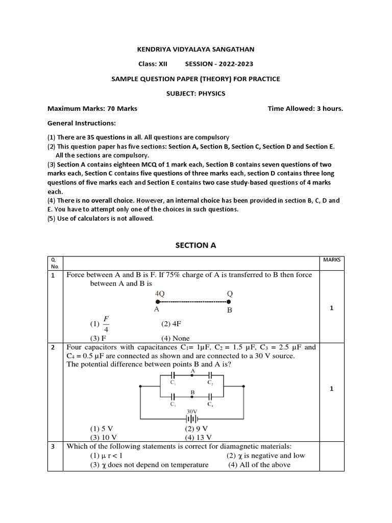 CBSE Class 12 Physics Sample Paper 2022 | PDF | Optical Fiber ...