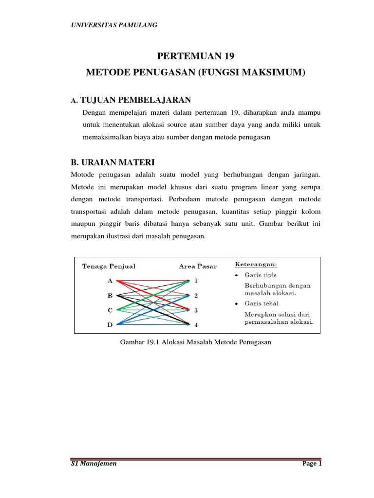 Pertemuan 19 - Metode Penugasan Fungsi Maksimum | PDF