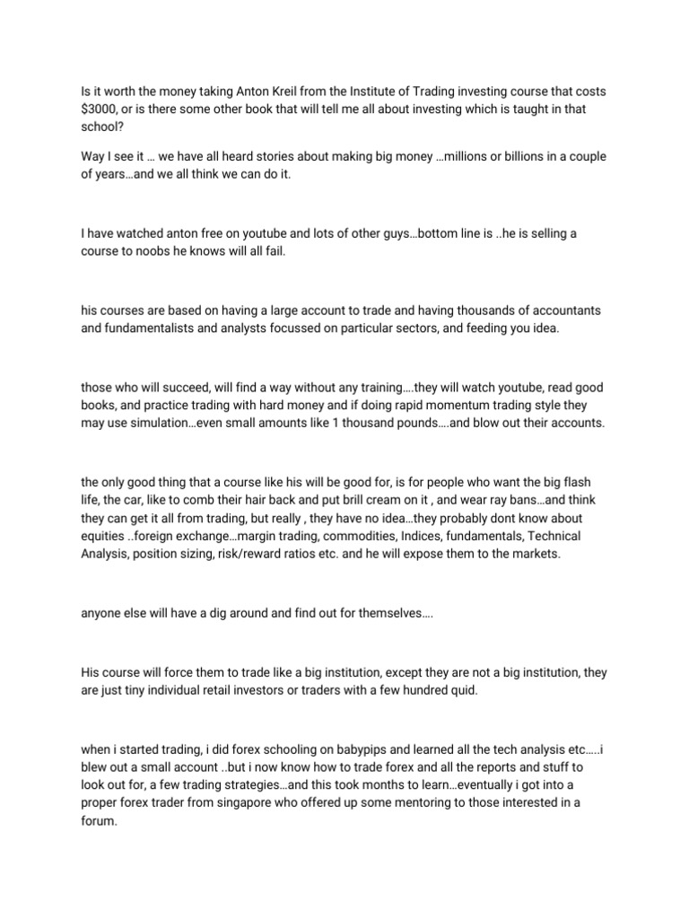 Anton Kreil | PDF | Technical Analysis | Day Trading