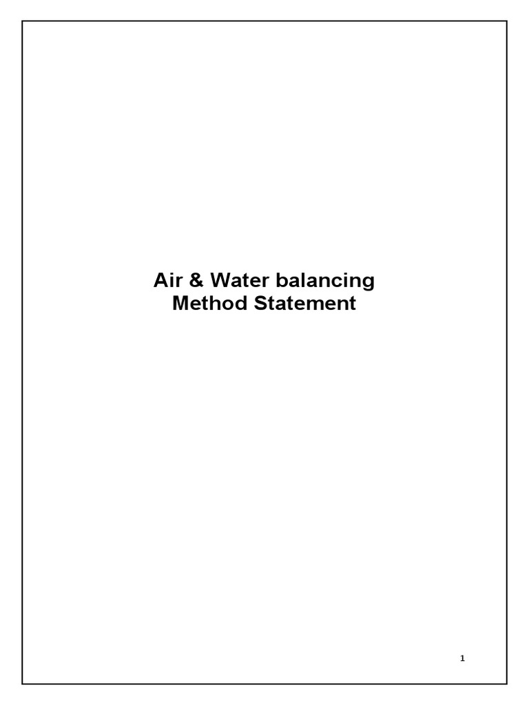 Method Statement For Air & Water Balancing PDF Duct (Flow) Pump