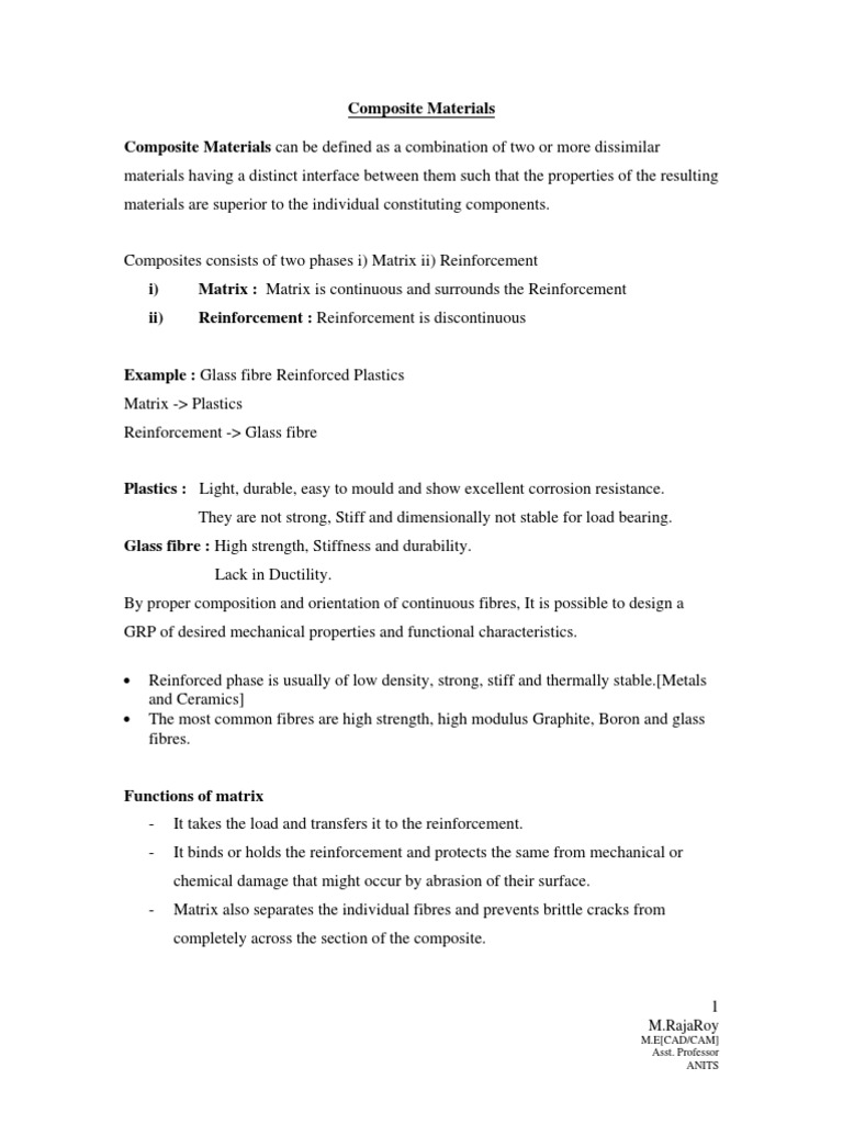 Composite Materials Overview | PDF | Science & Mathematics | Technology ...