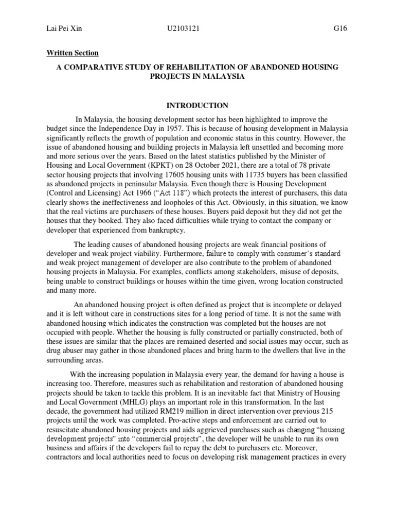 Comparative Study of Rehabilitation of Abandoned Housing Projects in ...