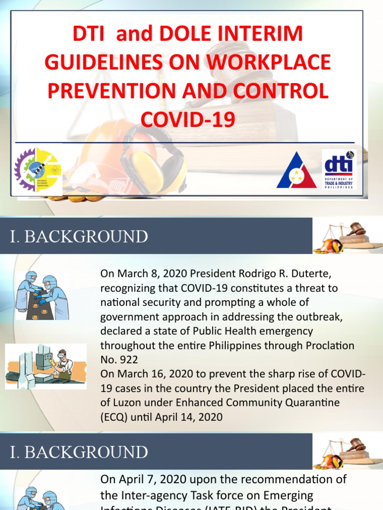 Dti and Dole Interim Guidelines On Workplace Prevention and Control