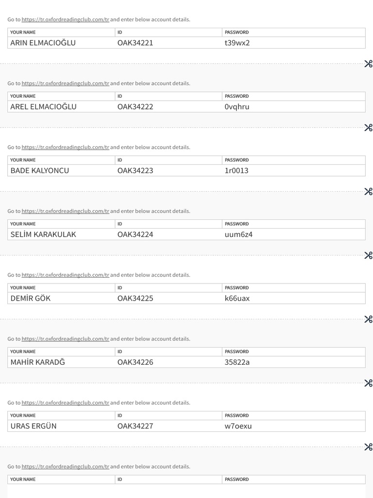 Student Login Details PDF