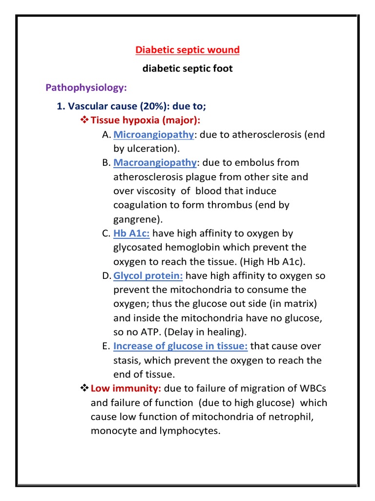 Pathophysiology and History of Diabetic Septic Foot PDF Ischemia