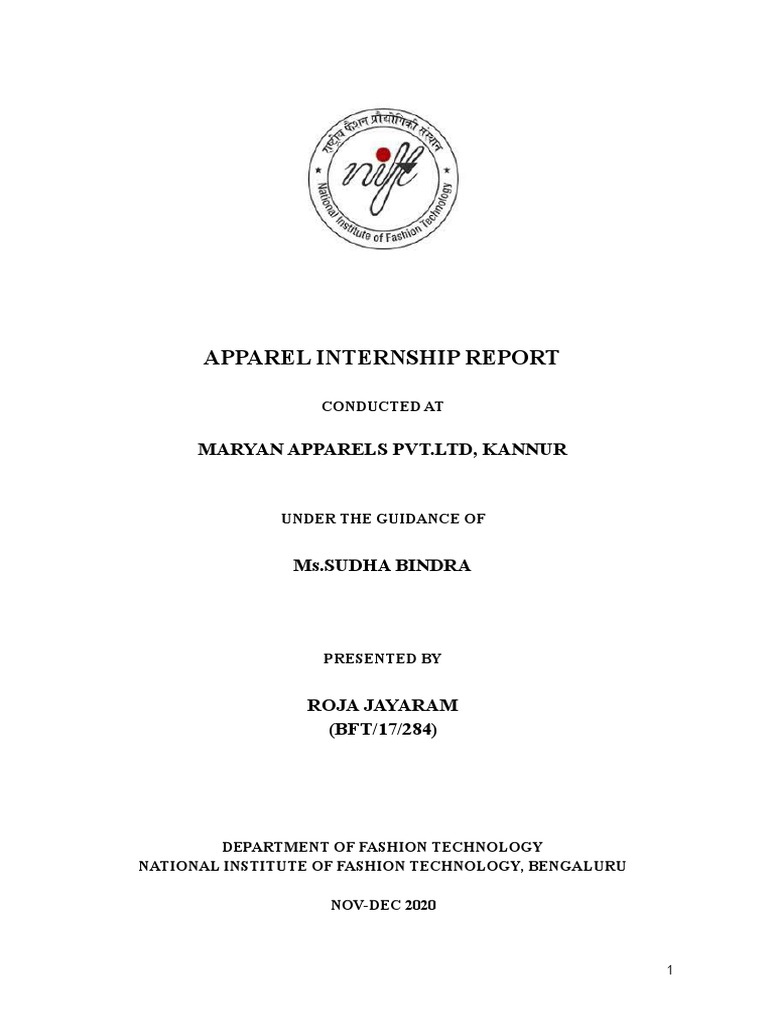 Apparel Internship Report PDF Clothing Industry Procurement