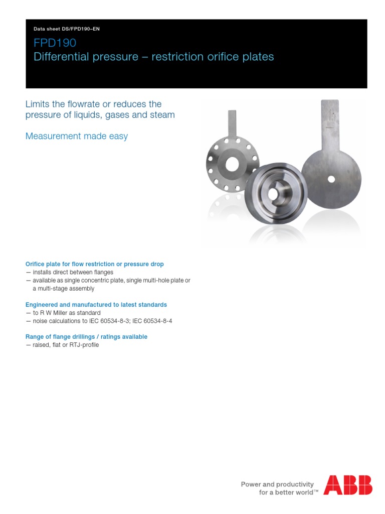 FPD190 Differential pressure restriction orifice plates PDF