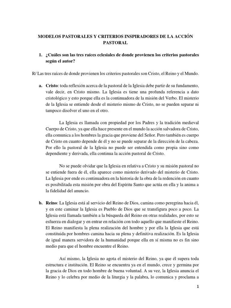 Criterios e Modelos de Acción Pastoral | PDF | Iglesia Católica ...