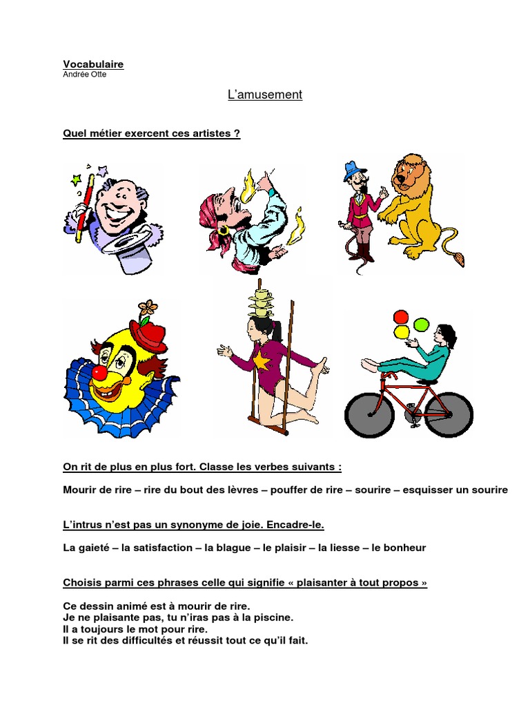 Vocabulaire de l'Amusement et du Rire | PDF | Arts du langage et ...