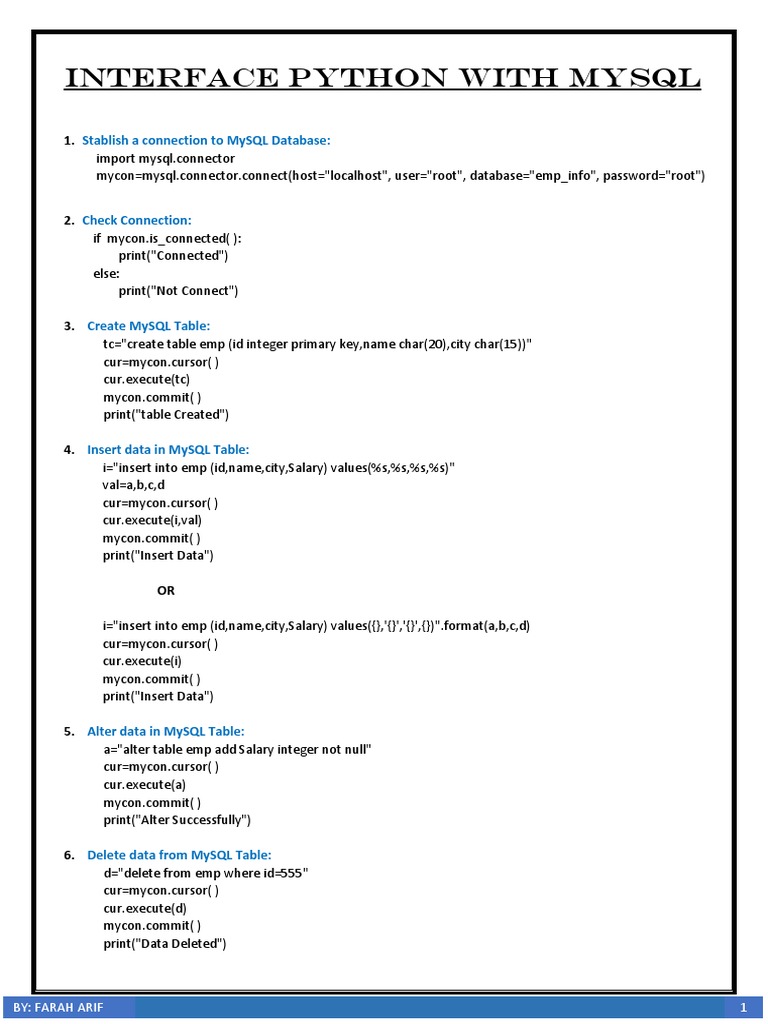 Interface Python With MySQL | PDF | My Sql | Software Engineering