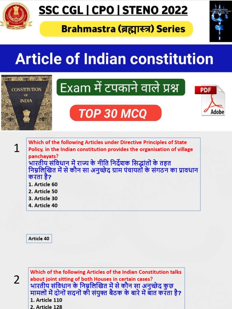 Articles of Indian Constitution | PDF