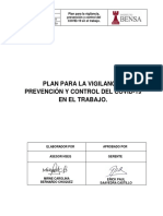 Plan para La Vigilancia Prevención y Control Del COVID-19 en El Trabajo - INSTITUTO BENSA