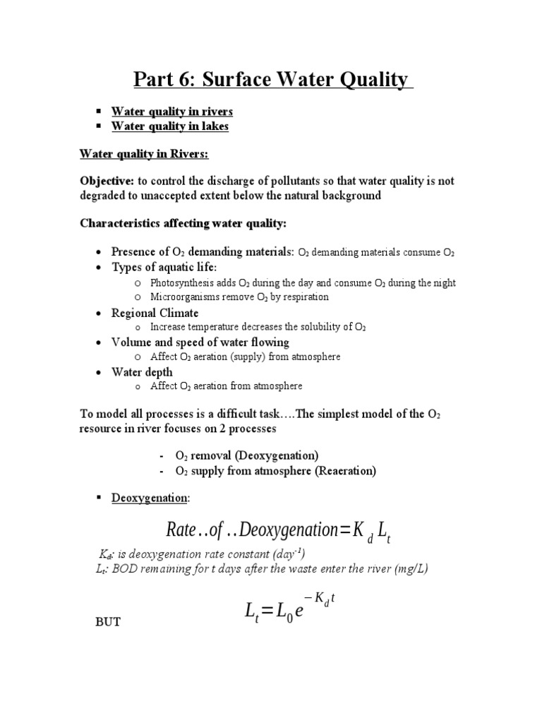 Part 6 Surface Water Quality Pdf Eutrophication Chemistry