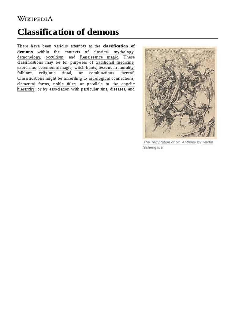 Classification of demons pdf demonology occult
