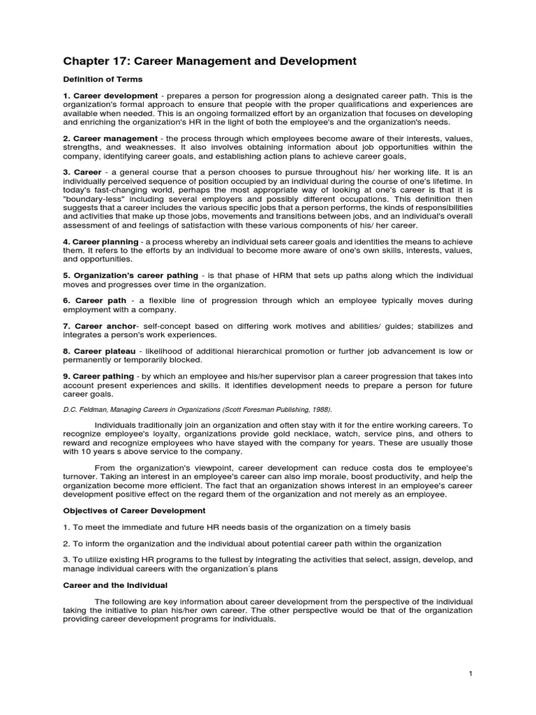 Chapter 17: Career Management and Development | PDF | Cost Of Living ...