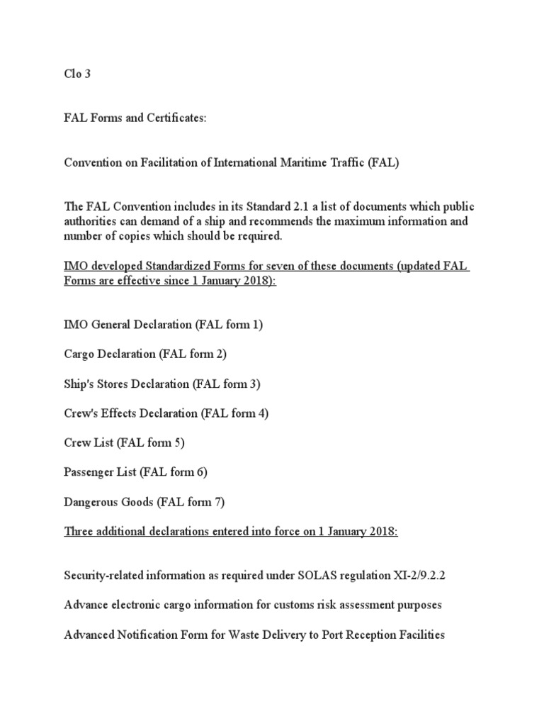 FAL Forms and Certificates Overview | PDF | Business