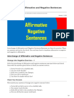 Interchange of Affirmative and Negative Sentences Exercises
