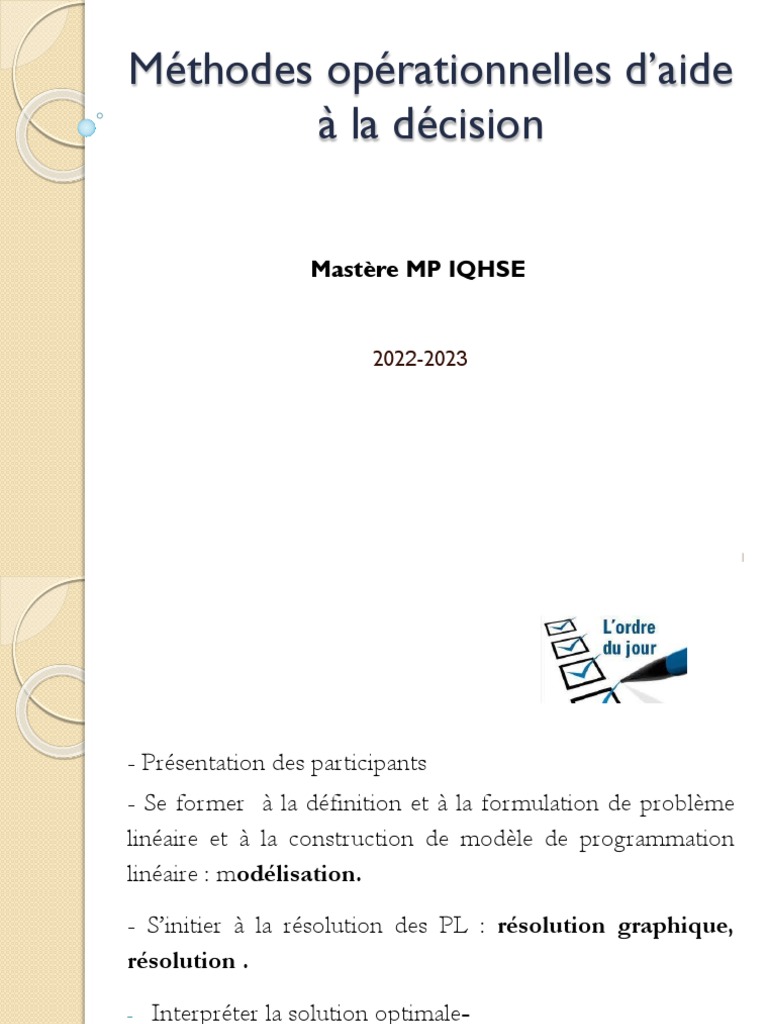 Méthodes d'Aide à la Décision en RO | PDF | Recherche opérationnelle ...