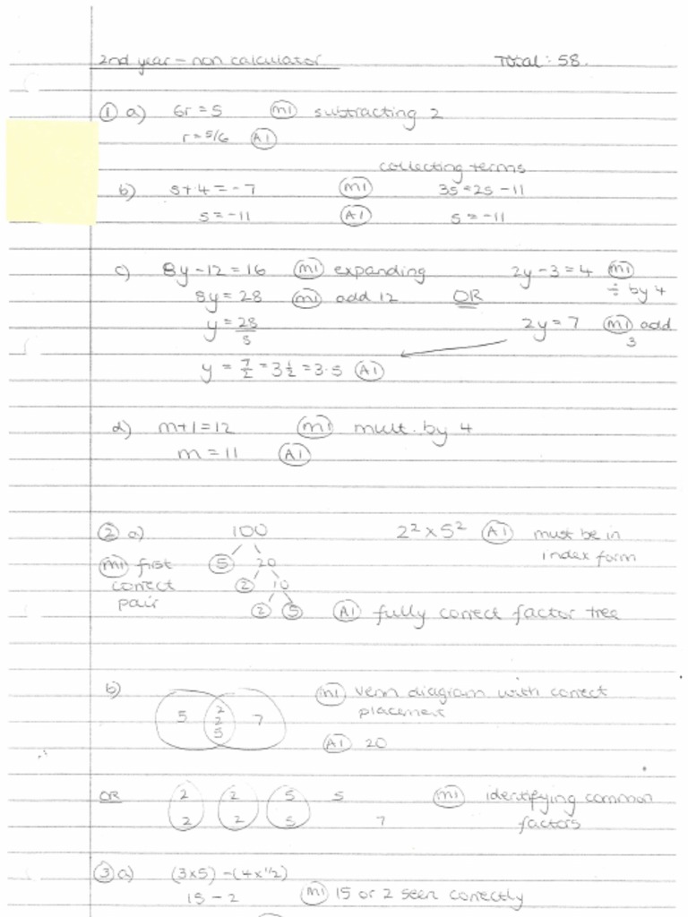 Y8 end of year 2017 non calc ms pdf