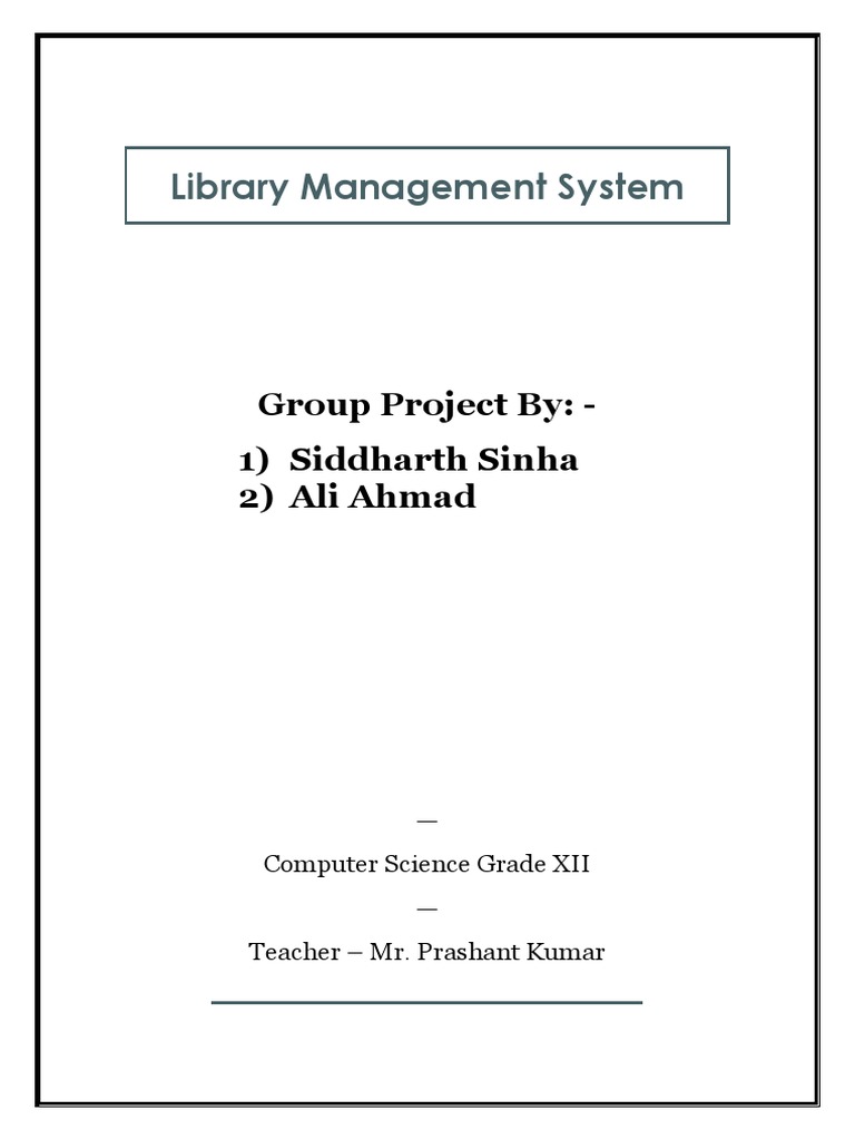 Class 12 CS Project - Library Management System | PDF | Python ...