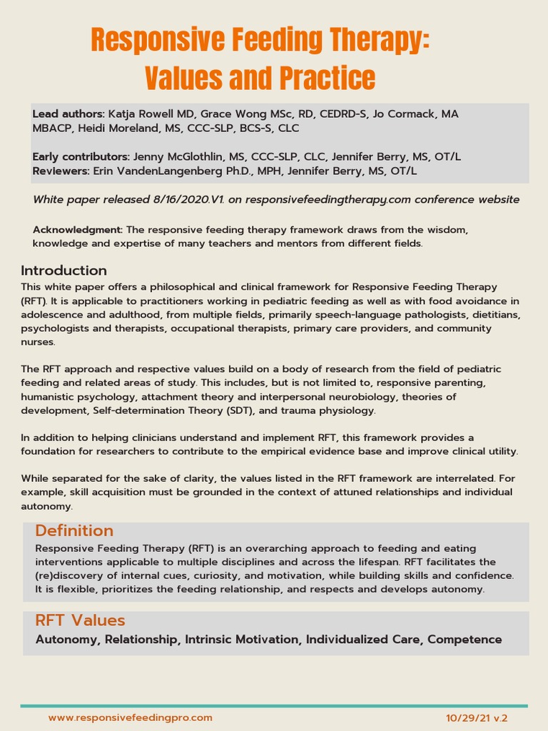 Responsive Feeding Therapy Framework | PDF | Eating | Adolescence