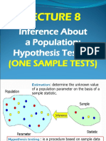 Inference About A Population: Hypothesis Testing: (One Sample Tests)