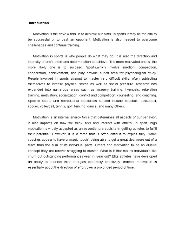 Understanding Motivation in Sports | PDF | Motivation | Motivational