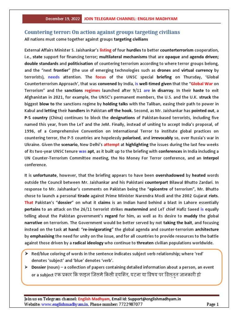 Countering Terror PDF Verb Adjective
