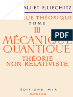 Lev Landau Physique Theorique Tome 3 Mecanique Quantique