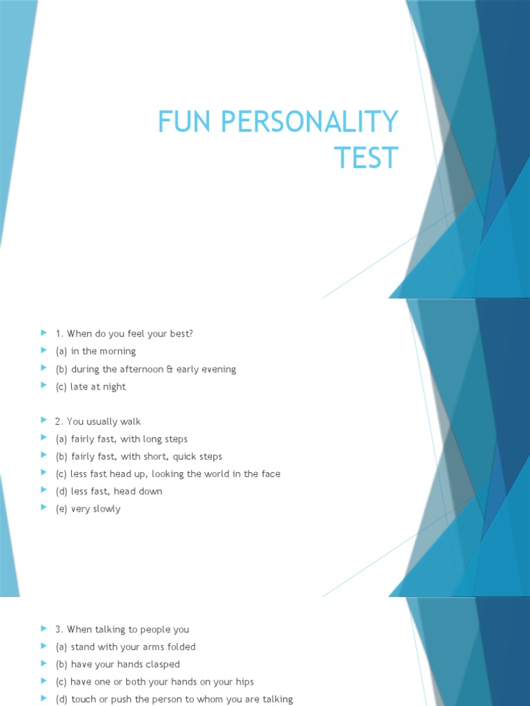 Fun personality test pdf