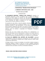 Plan de Gobierno TRABAJO MAS TRABAJO 2023 - 2026