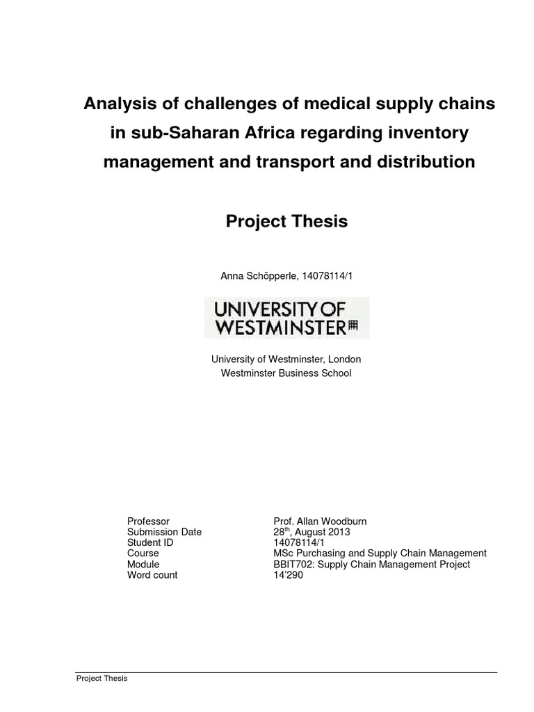 Medical Supply Chain Challenges Masterthesis.aschoepperle PDF Supply Chain World Health