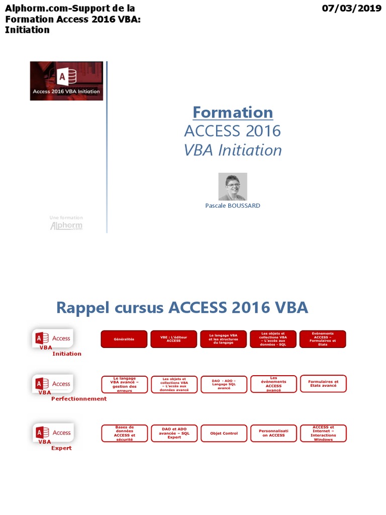 Access 2016 VBA Initiation | PDF | Microsoft Access | Structure de contrôle